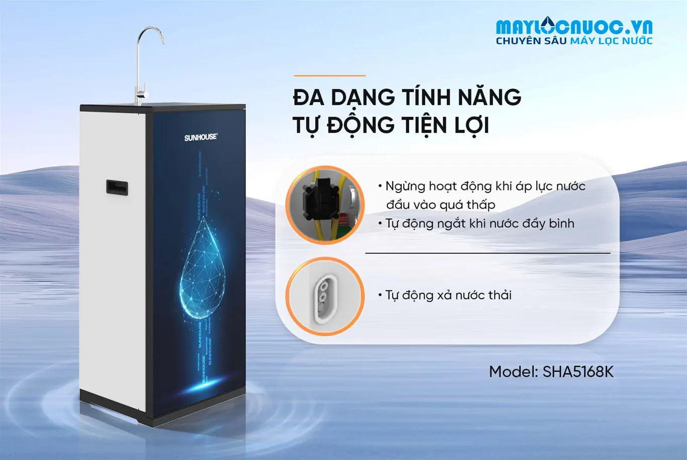 MÁY LỌC NƯỚC RO SUNHOUSE SHA5168K -  09 LÕI